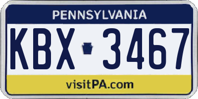 PA license plate KBX3467