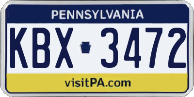 PA license plate KBX3472