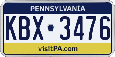 PA license plate KBX3476