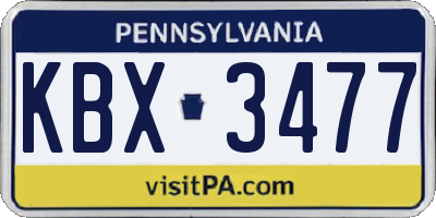PA license plate KBX3477