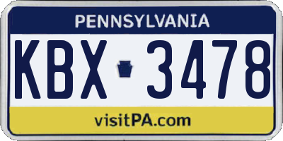 PA license plate KBX3478