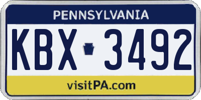 PA license plate KBX3492