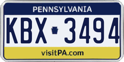 PA license plate KBX3494