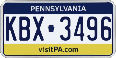 PA license plate KBX3496