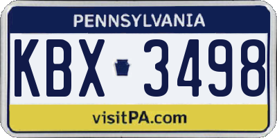 PA license plate KBX3498