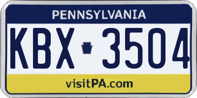 PA license plate KBX3504