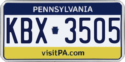 PA license plate KBX3505