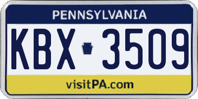 PA license plate KBX3509