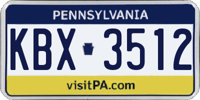 PA license plate KBX3512