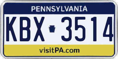 PA license plate KBX3514
