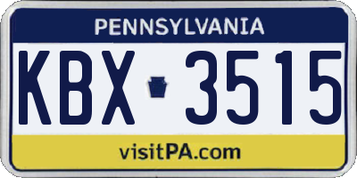 PA license plate KBX3515
