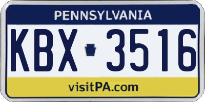 PA license plate KBX3516