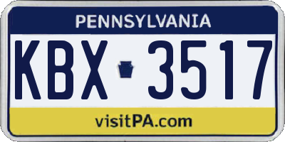 PA license plate KBX3517