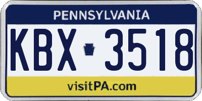 PA license plate KBX3518