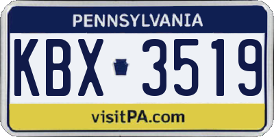 PA license plate KBX3519
