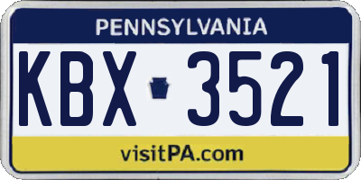 PA license plate KBX3521