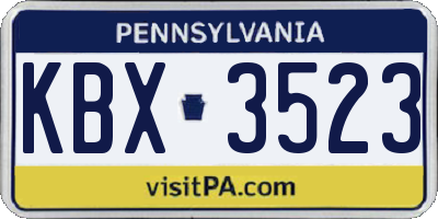 PA license plate KBX3523