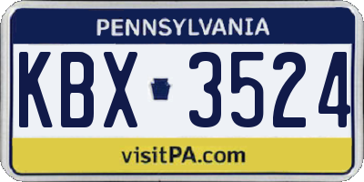 PA license plate KBX3524