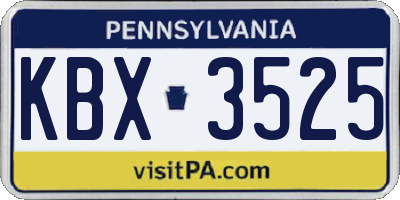 PA license plate KBX3525