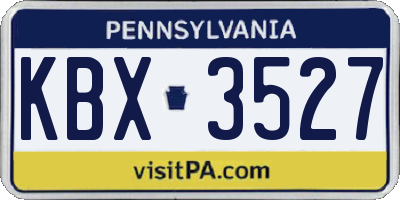 PA license plate KBX3527