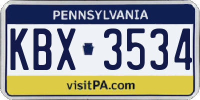 PA license plate KBX3534