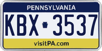 PA license plate KBX3537