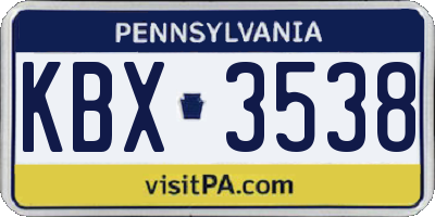 PA license plate KBX3538