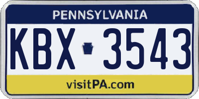 PA license plate KBX3543