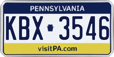 PA license plate KBX3546