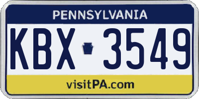 PA license plate KBX3549