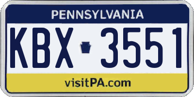PA license plate KBX3551