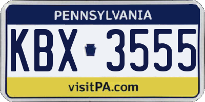 PA license plate KBX3555