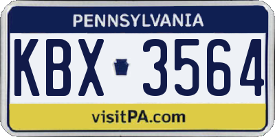 PA license plate KBX3564