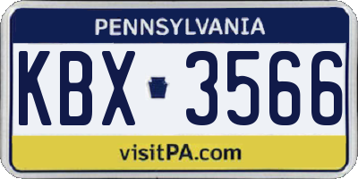 PA license plate KBX3566