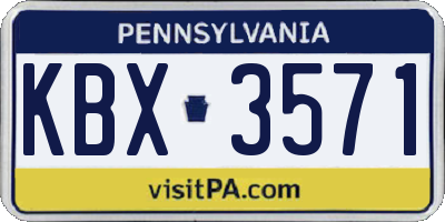 PA license plate KBX3571