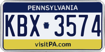 PA license plate KBX3574