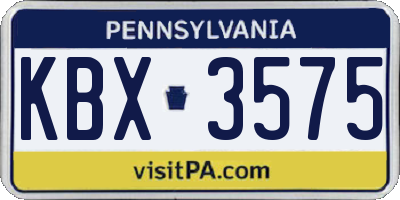 PA license plate KBX3575