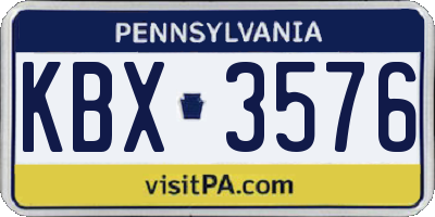 PA license plate KBX3576