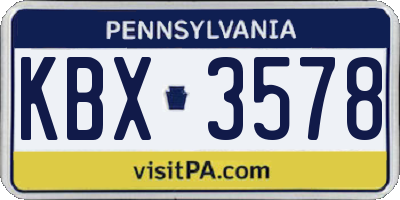 PA license plate KBX3578