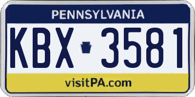 PA license plate KBX3581