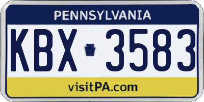 PA license plate KBX3583