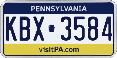 PA license plate KBX3584