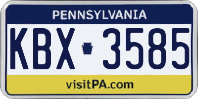PA license plate KBX3585