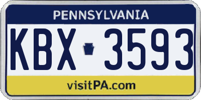 PA license plate KBX3593