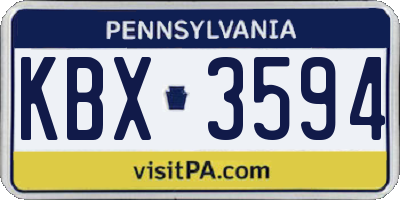 PA license plate KBX3594