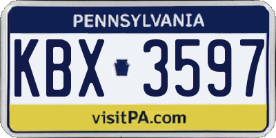 PA license plate KBX3597