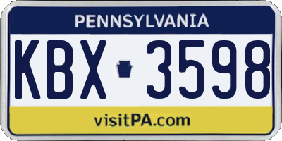 PA license plate KBX3598
