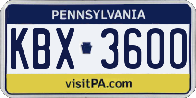 PA license plate KBX3600