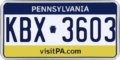 PA license plate KBX3603