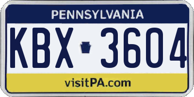 PA license plate KBX3604